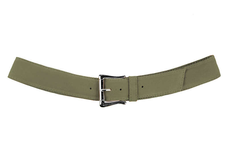 Custom-made women's khaki green luxurious elegant belt. - Profile view